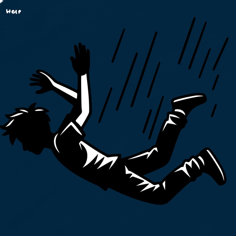 a silhouette of someone falling
