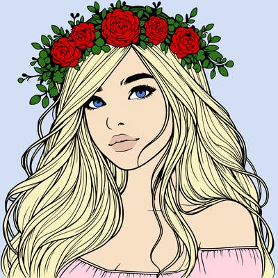 realistic girl with flower crown