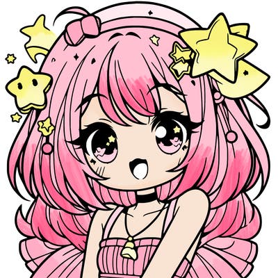 cute anime girl with star accessories