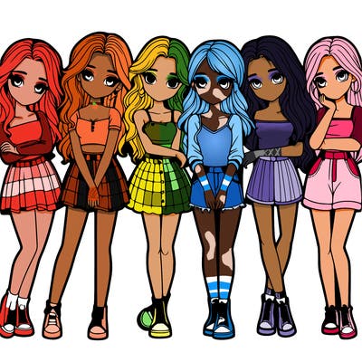 a group of girls realistic