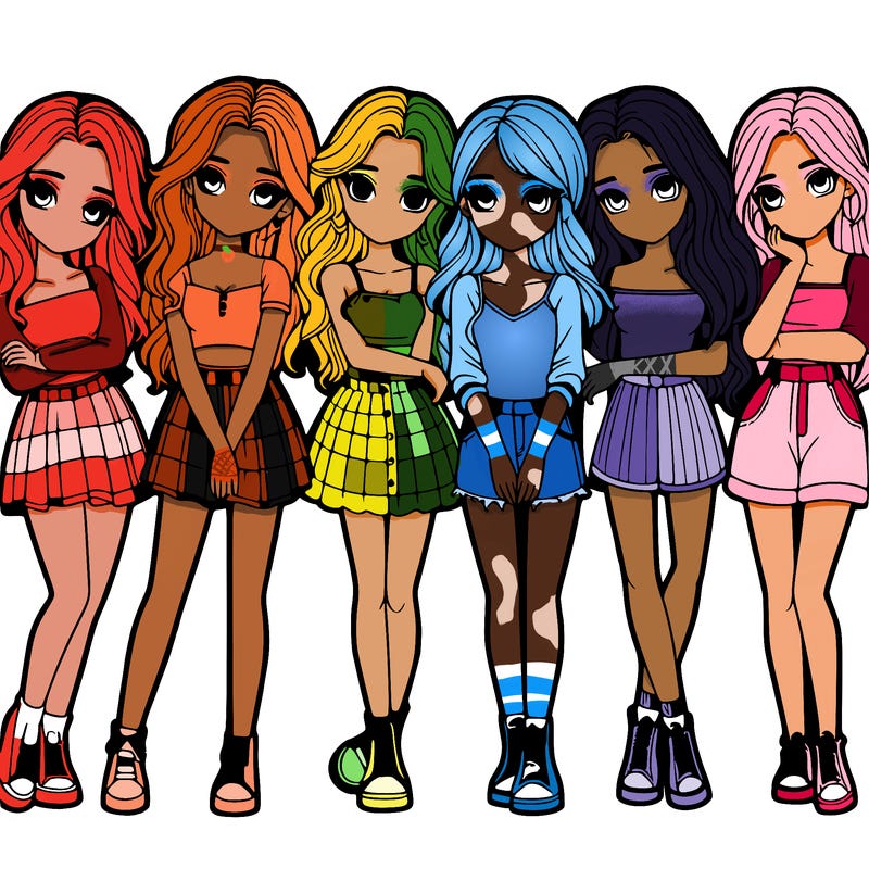 a group of girls realistic