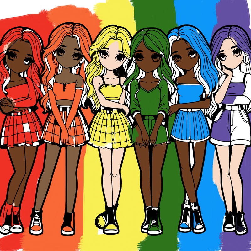 a group of girls realistic