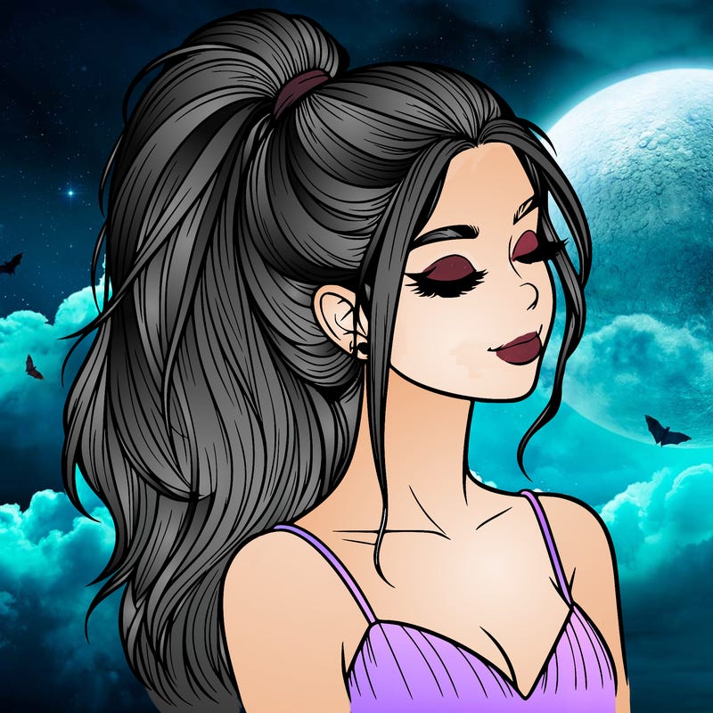 realistic girl with a high ponytail