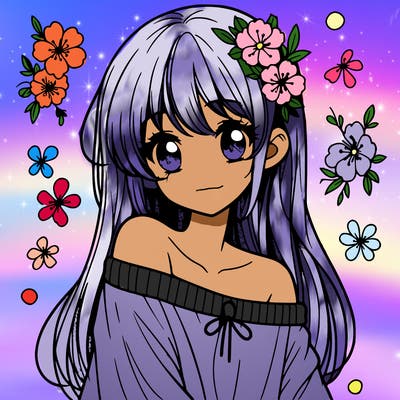 pretty anime girl with show shoulder shirt