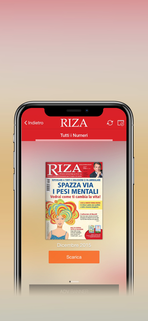 Riza - Riza app interface showing a magazine cover for psychosomatic health.