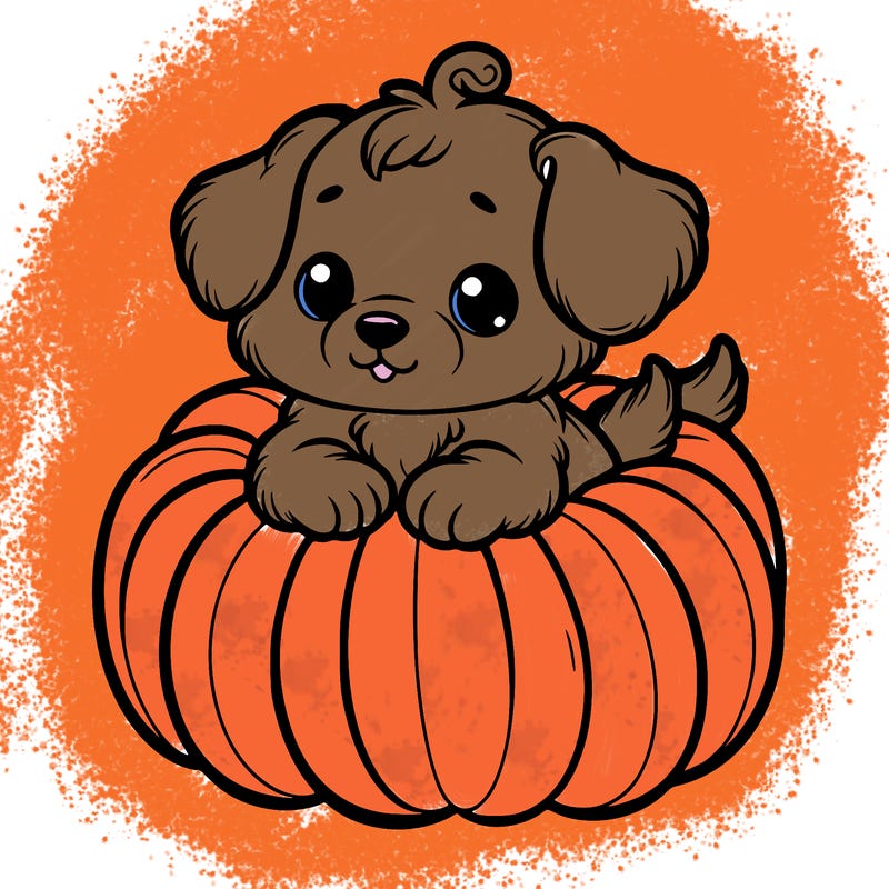 cute little puppy in a pumpkin