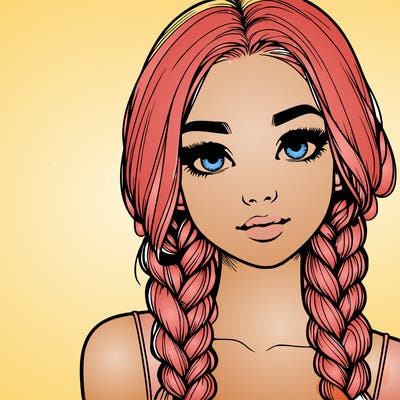realistic girl with braids