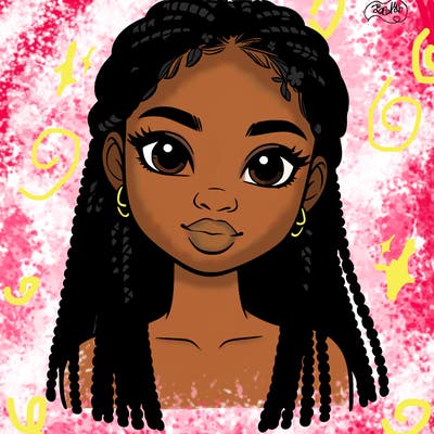 a realistic black girl with braids
