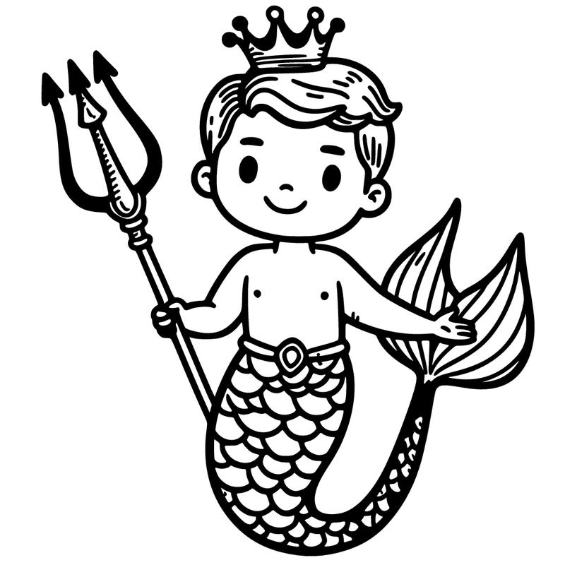 merman with trident and crown