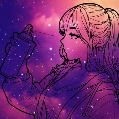 a realistic girl spray, painting