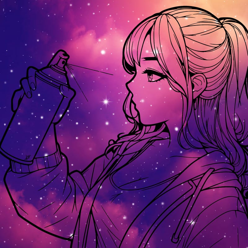 a realistic girl spray, painting