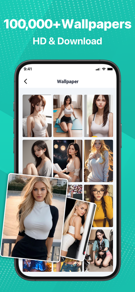 ZAP PDF Plus: Reader & Editor - A mobile interface displaying a large collection of high-definition AI-generated wallpapers within the ZAP PDF Plus app.