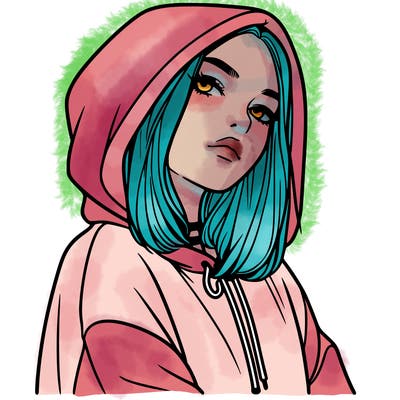 a realistic girl in a hoodie
