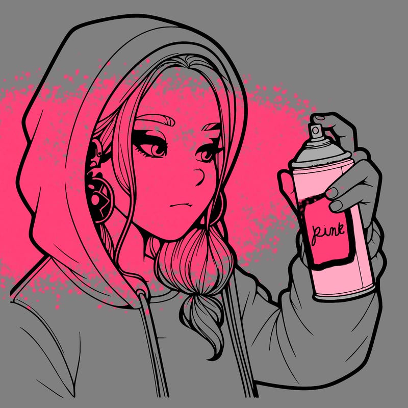 a realistic girl, spray painting