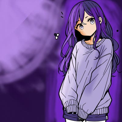 manga teen girl  in a sweater and baggy pants