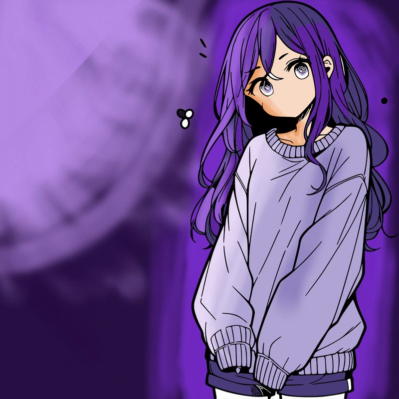 manga teen girl  in a sweater and baggy pants