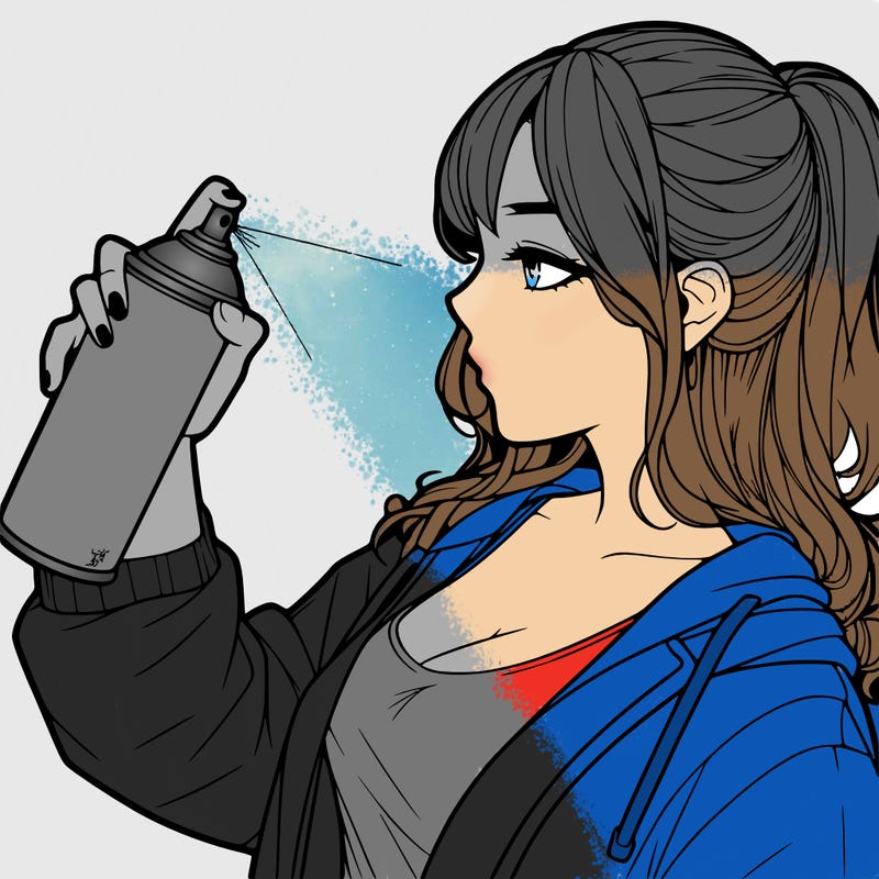 a realistic girl spray, painting