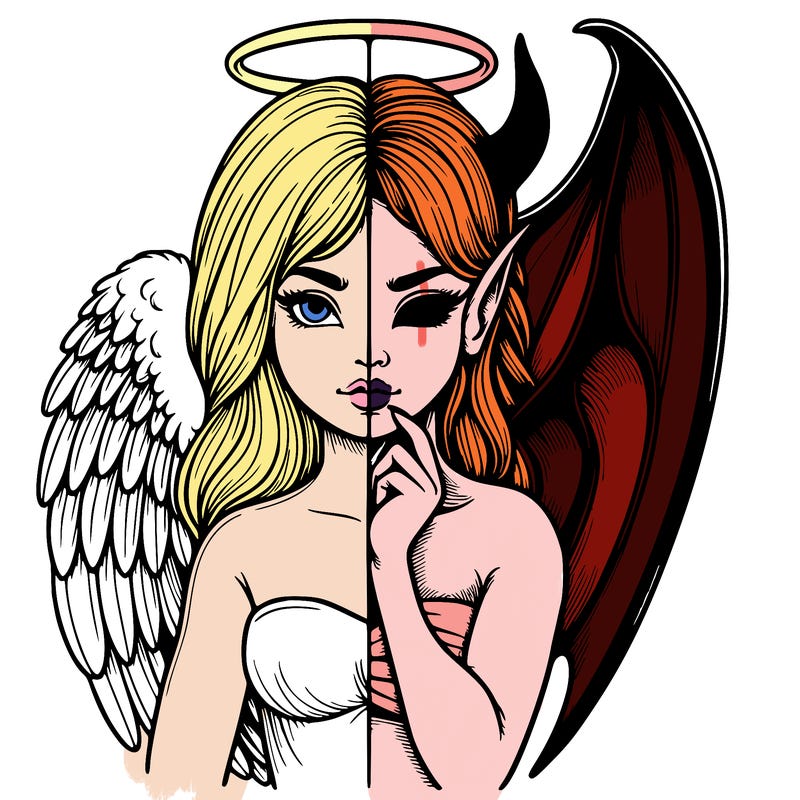 realistic angel half demon