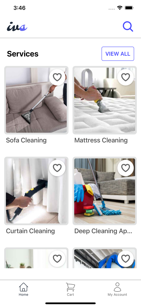 IVSouq: Shopping & Booking - Screenshot dell'app IVSouq che mostra servizi di pulizia della casa inclusi divano materasso e pulizia tende