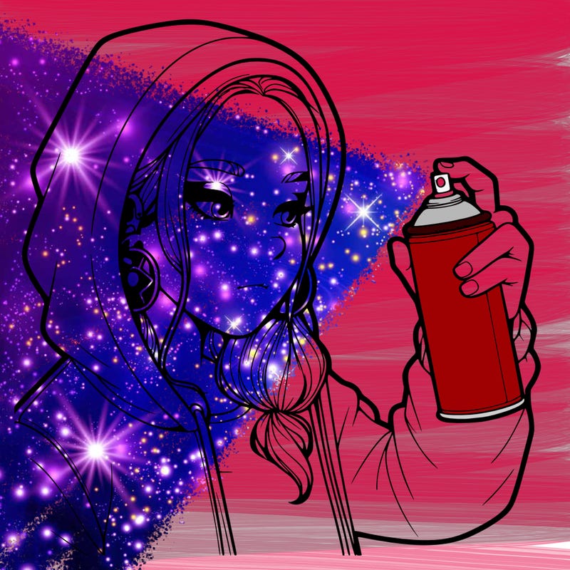 a realistic girl, spray painting