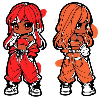 girl in crop top and baggy pants