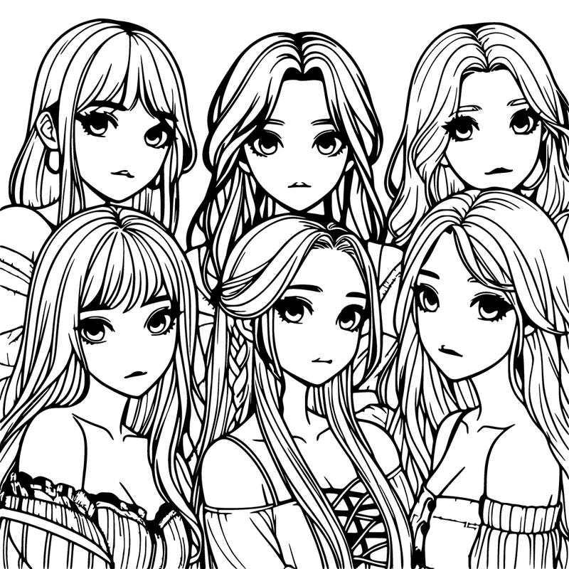 a group of girls realistic