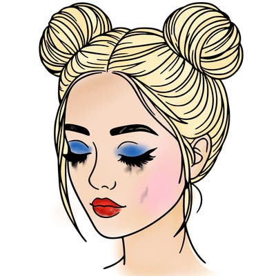 woman with hair buns