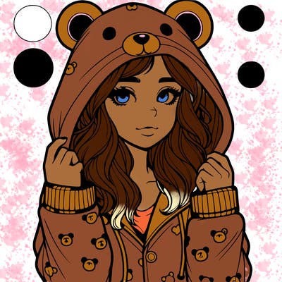 realistic girl in a animal pjs hoodie