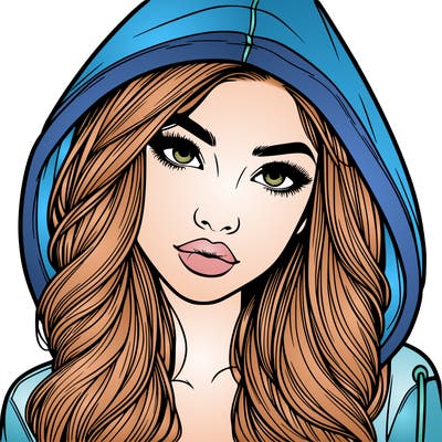 realistic beautiful girl with a hood on