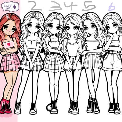 a group of girls realistic