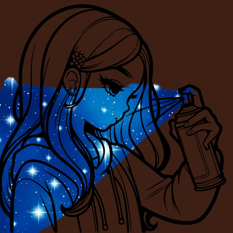 a realistic girl spray painting