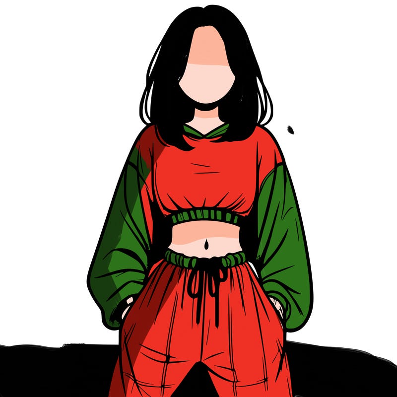 realistic girl faceless with baggy pants and a crop top