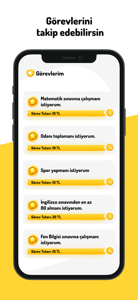 Vibox - Pantalla móvil que muestra una lista de tareas y recompensas asignadas para niños en la aplicación Vibox