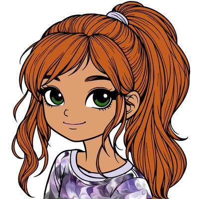 realistic girl with ponytail