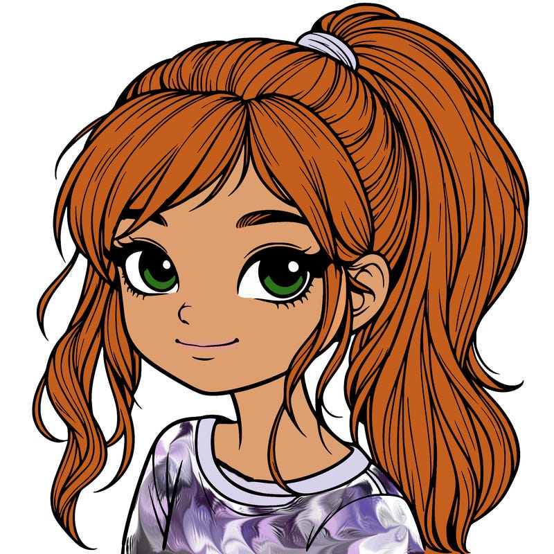 realistic girl with ponytail