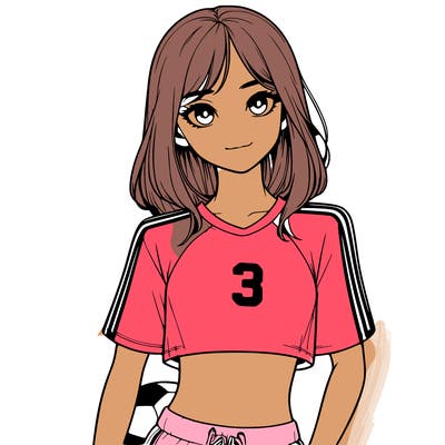 realistic girl wearing soccer jersey