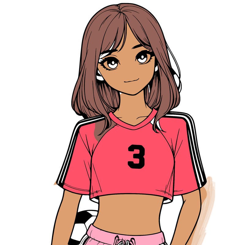 realistic girl wearing soccer jersey