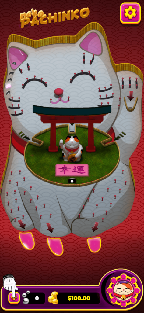 Pachinko Neko - 일본식 행운의 고양이 모양 파칭코 기계가 특징인 파칭코 네코 모바일 게임 스크린샷