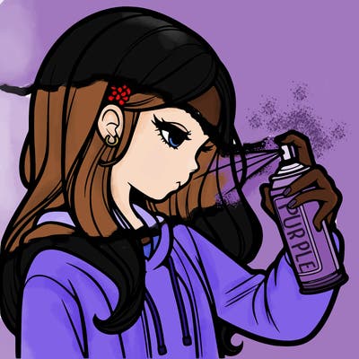 a realistic girl spray painting