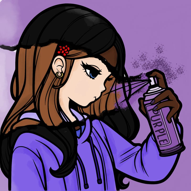 a realistic girl spray painting