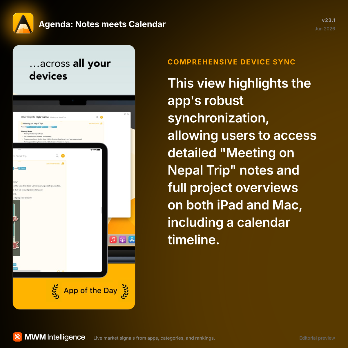 Agenda: Notes meets Calendar - Productivity App | MWM