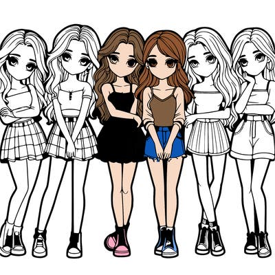 a group of girls realistic