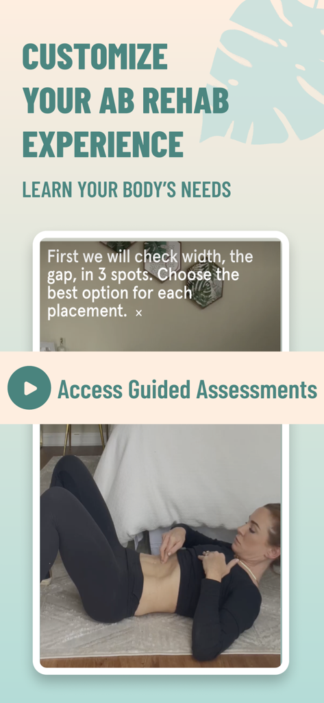 Birth Recovery Center - A woman performing a guided postnatal assessment for abdominal separation as part of the Ab Rehab program.