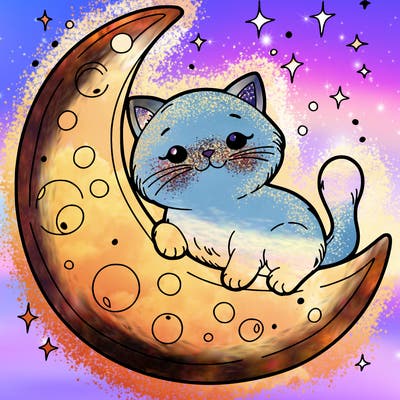 cat on a moon