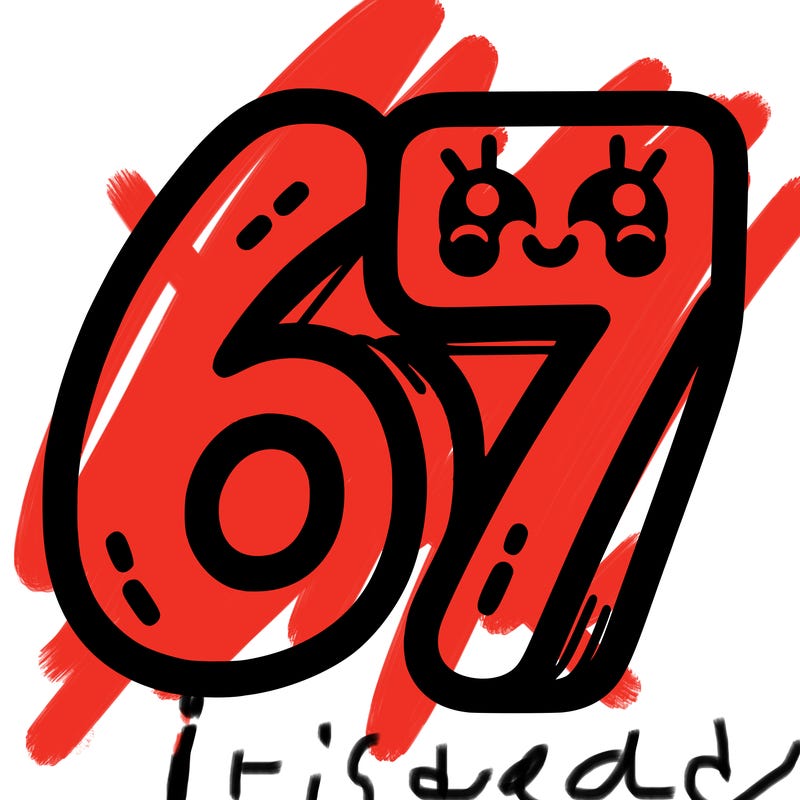 the numbers 67