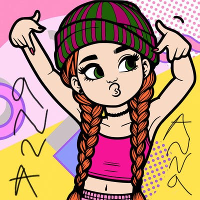 realistic teenage girl with braids and a beanie and crop top doing 🫶🏼