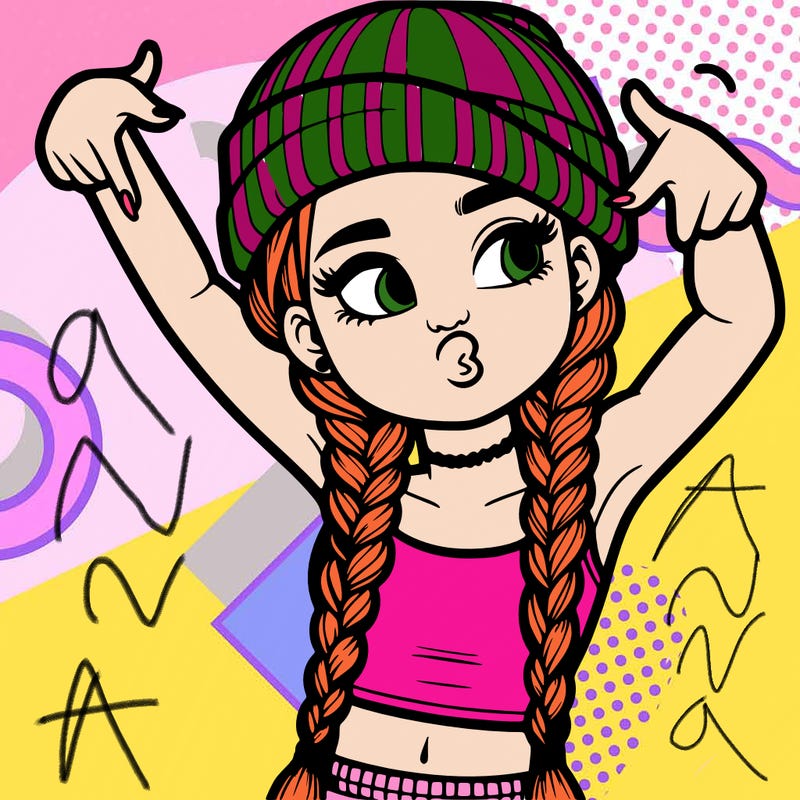realistic teenage girl with braids and a beanie and crop top doing 🫶🏼