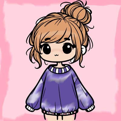 cute girl with baggy sweater and messy bun