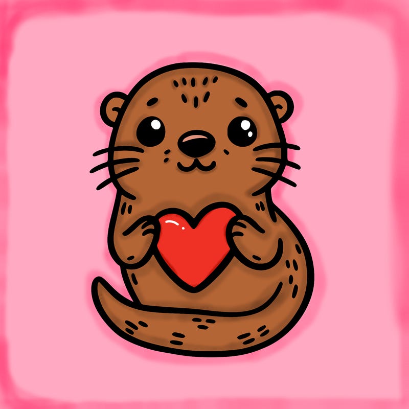 otter with a heart