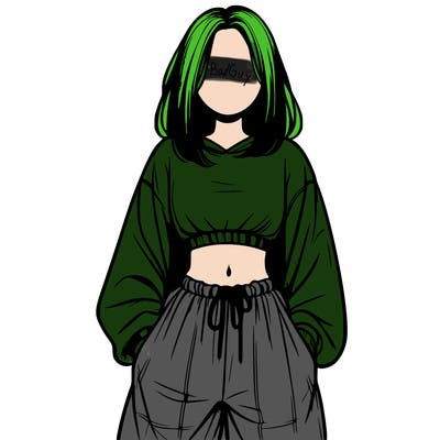 realistic girl faceless with baggy pants and a crop top